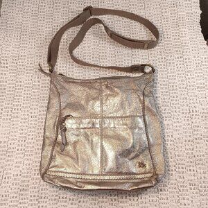 The Sak 'Lucia Crossbody'  'Pyrite' gold metallic leather purse bag